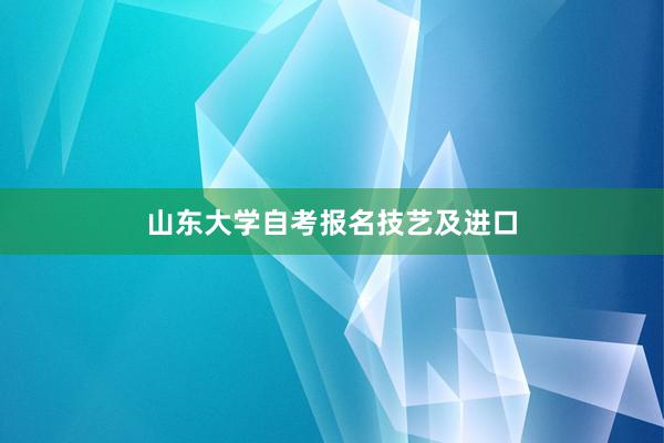 山东大学自考报名技艺及进口